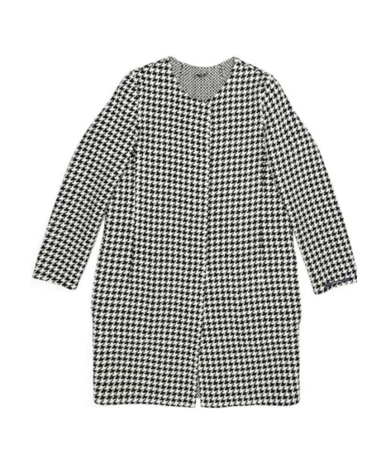 Max Mara A Thousand Birds Plaid Round-neck Coat In Gray
