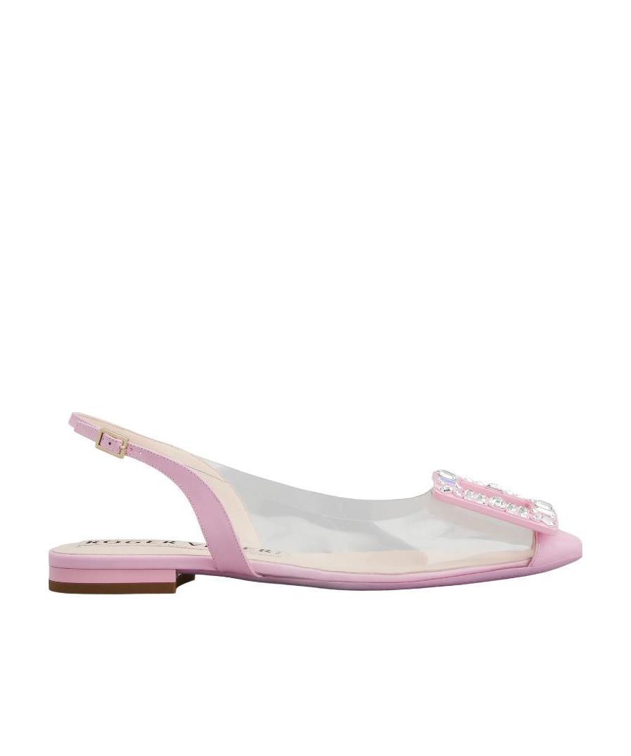 Roger Vivier Flache Slingback-schuhe Mit Spitzer Kappe Aus Tpu Mit Kristallverzierung In Pink