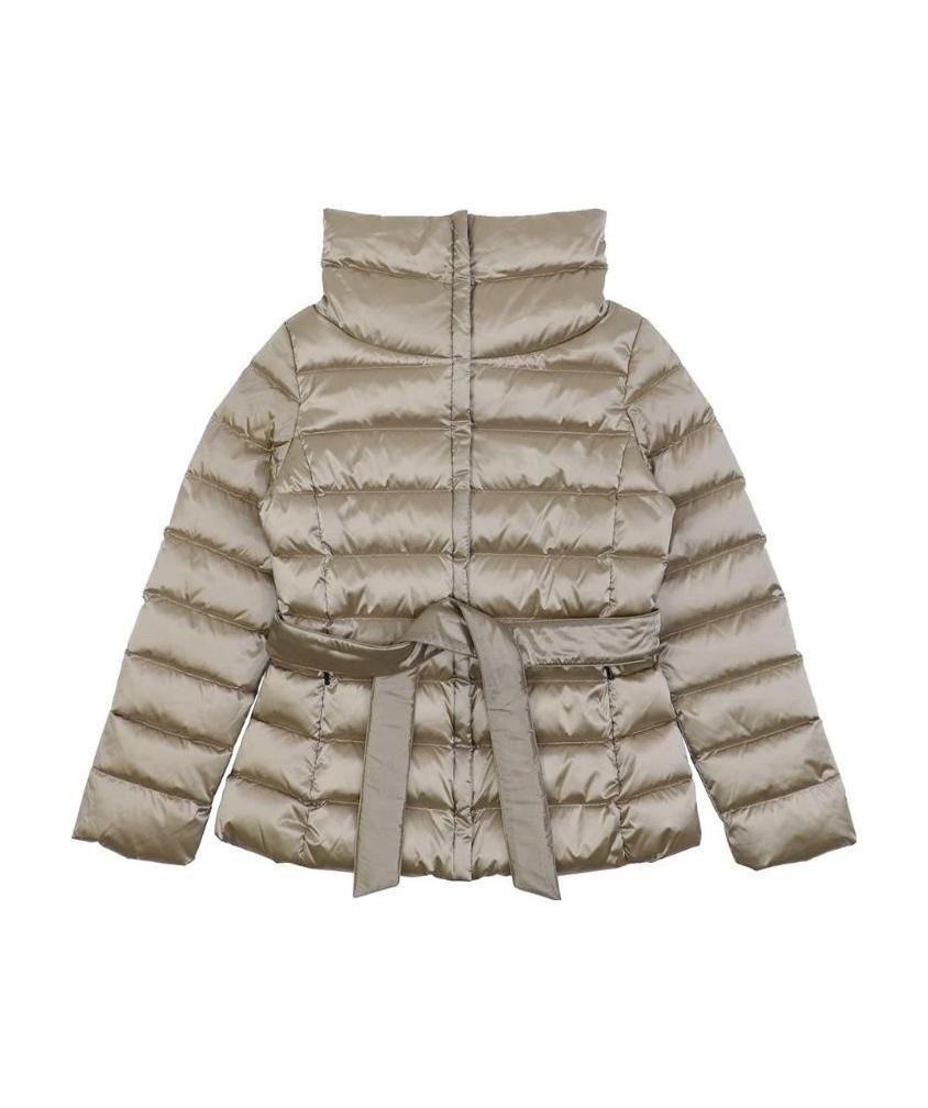 Weekend Max Mara Lace Up Quilted Down Jacket In Gray