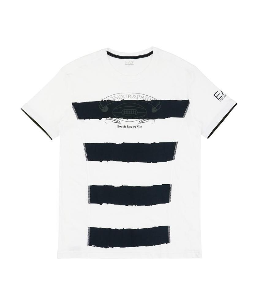 EA7 LOGO STRIPED T-SHIRT