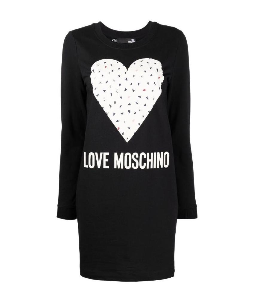 Moschino Heart-print Sweatshirt Dress In Black
