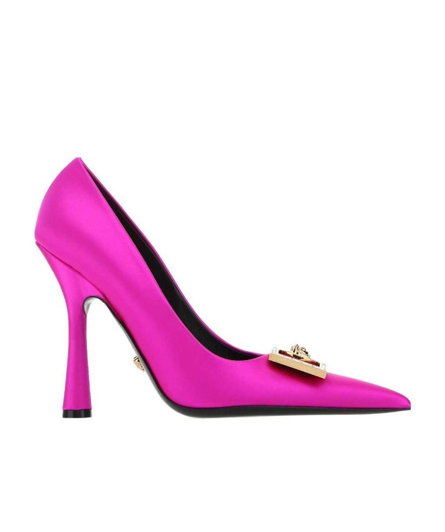 Versace Pink Medusa Crystal Pumps In Pink