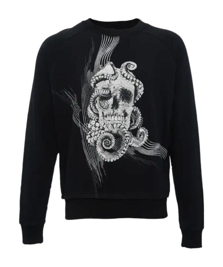 Just Cavalli Round Collar Logo Sweater In Black