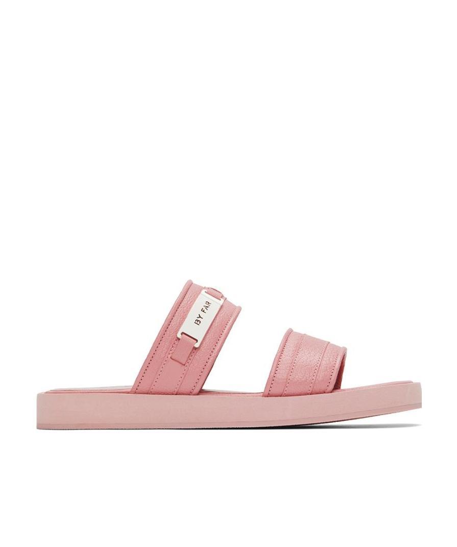 By Far Easy Leather Sandals In Pink