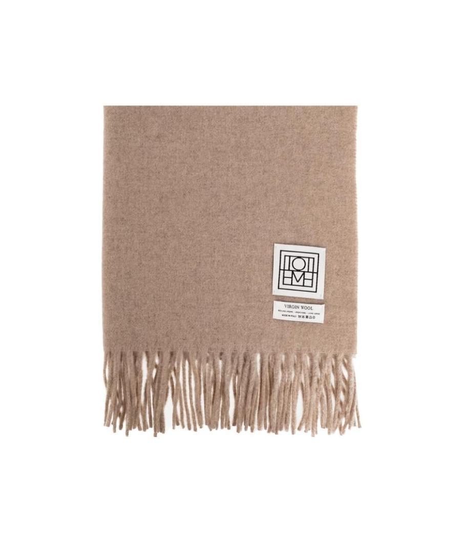 Totême Fine-knit Fringe-edge Scarf In Nude