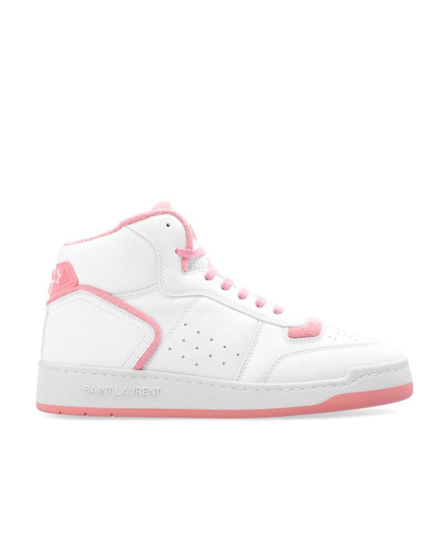 Saint Laurent High-top Leather Sneakers In White
