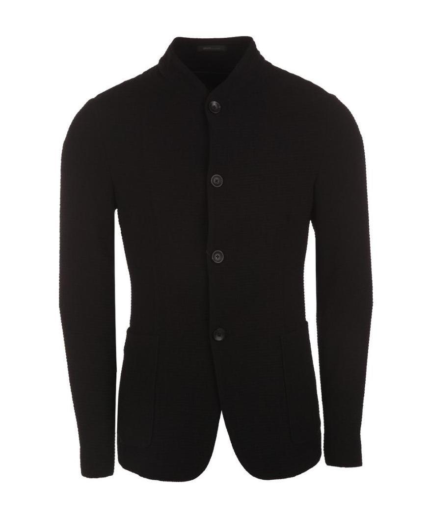Armani Collezioni Button Casual Jacket In Black