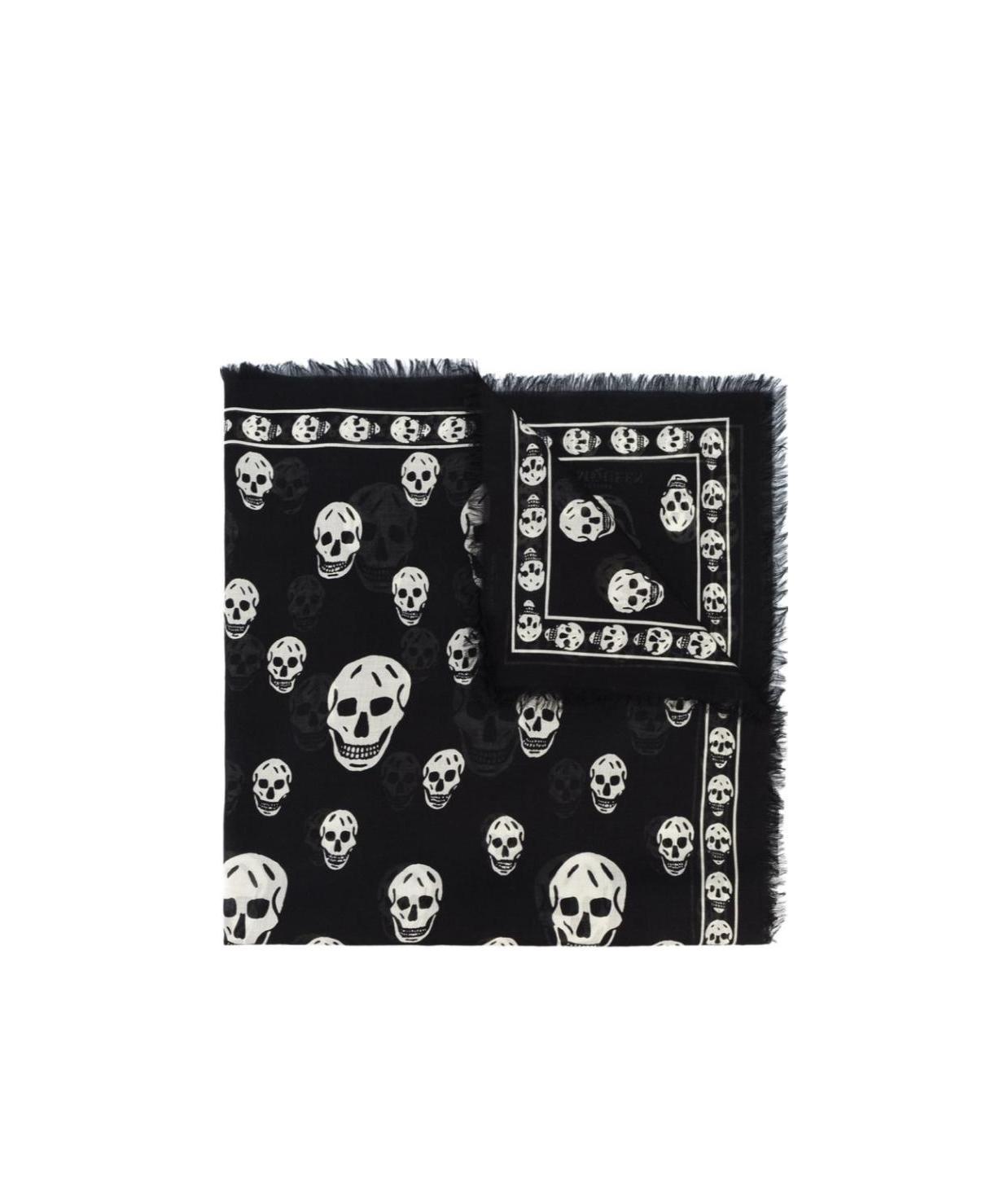 Alexander Mcqueen Silk Skull Scarf In Black