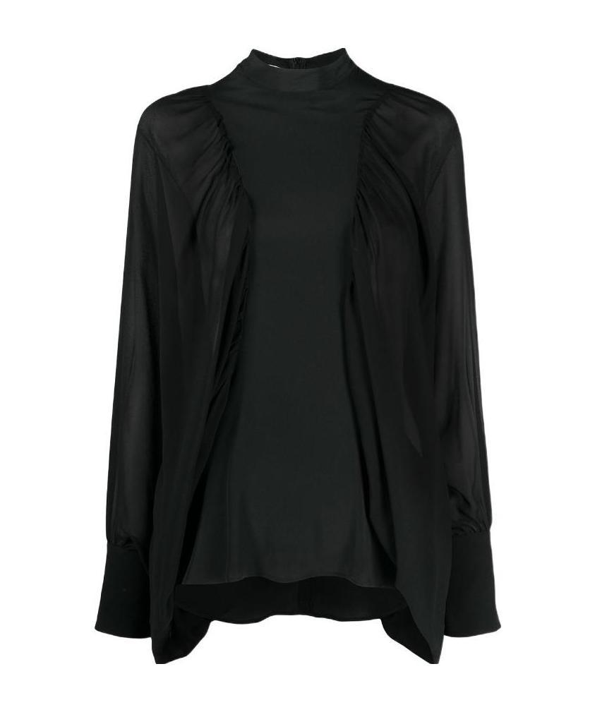 Dondup Sheer Bat Sleeves Blouse In Black
