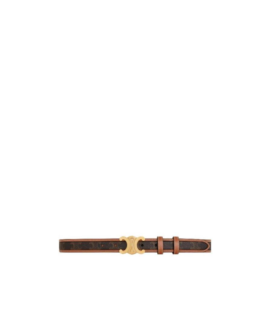 Celine Border Triomphe Medium Logo Printed Cowhide Belt In Brown