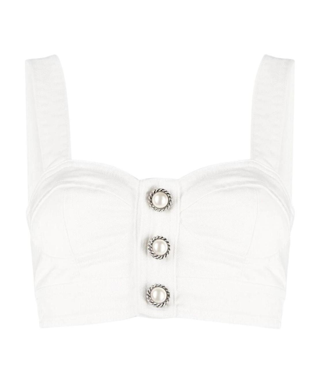 Alessandra Rich Pearl-embellished Cropped Cropped In White