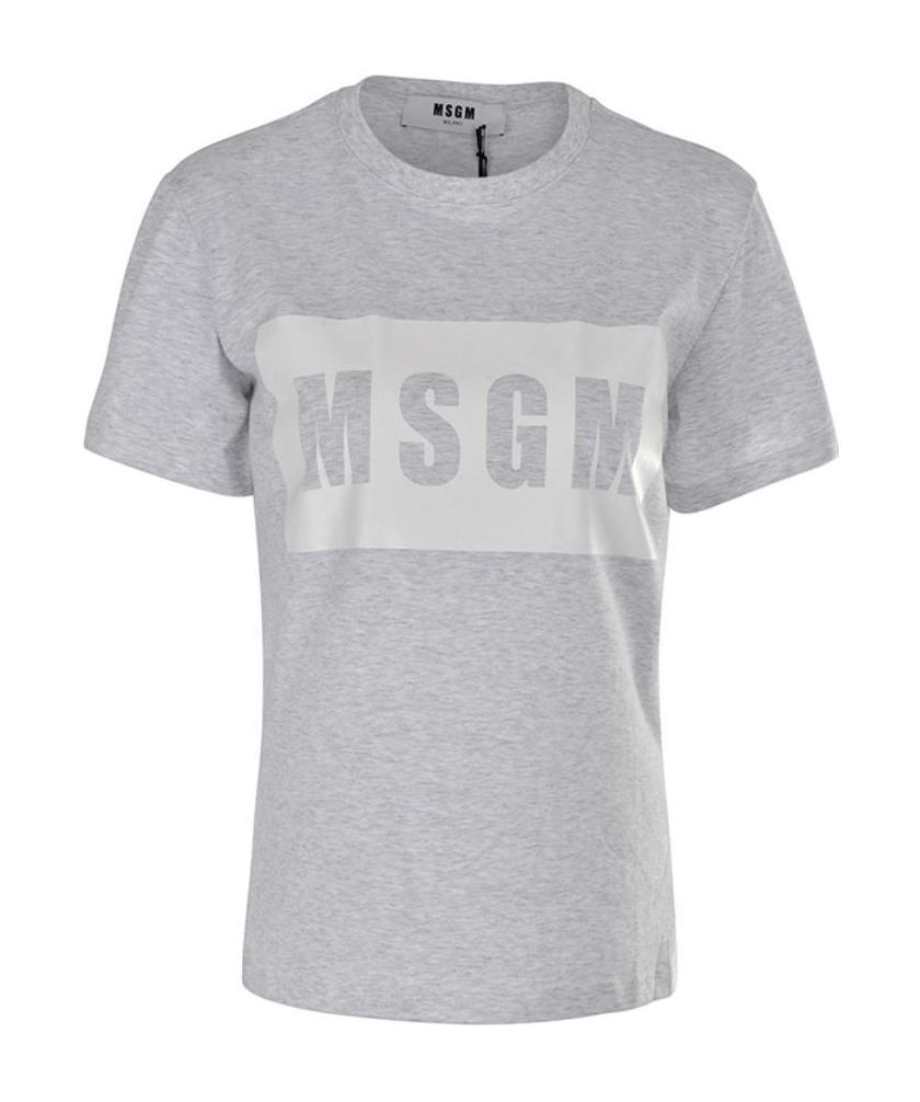 Msgm Logo T-shirt In Gray