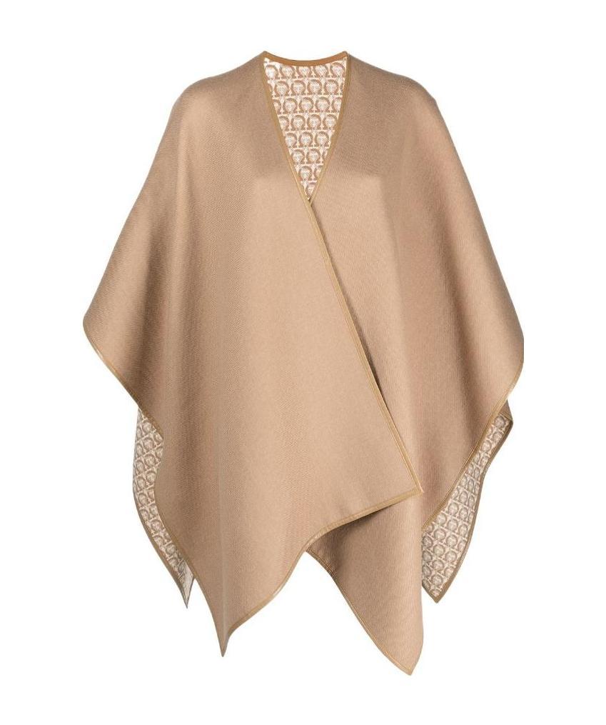 Ferragamo Finished-edge Asymmetric-hem Cape In Nude