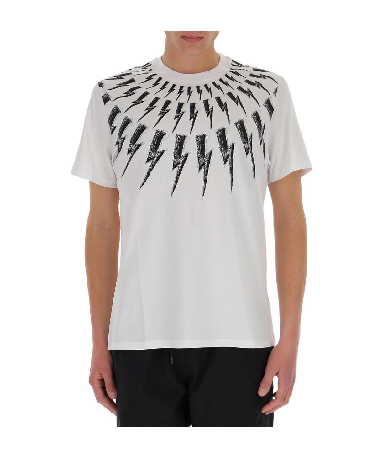 Neil Barrett Fair Isle Thunderbolt T-shirt In White