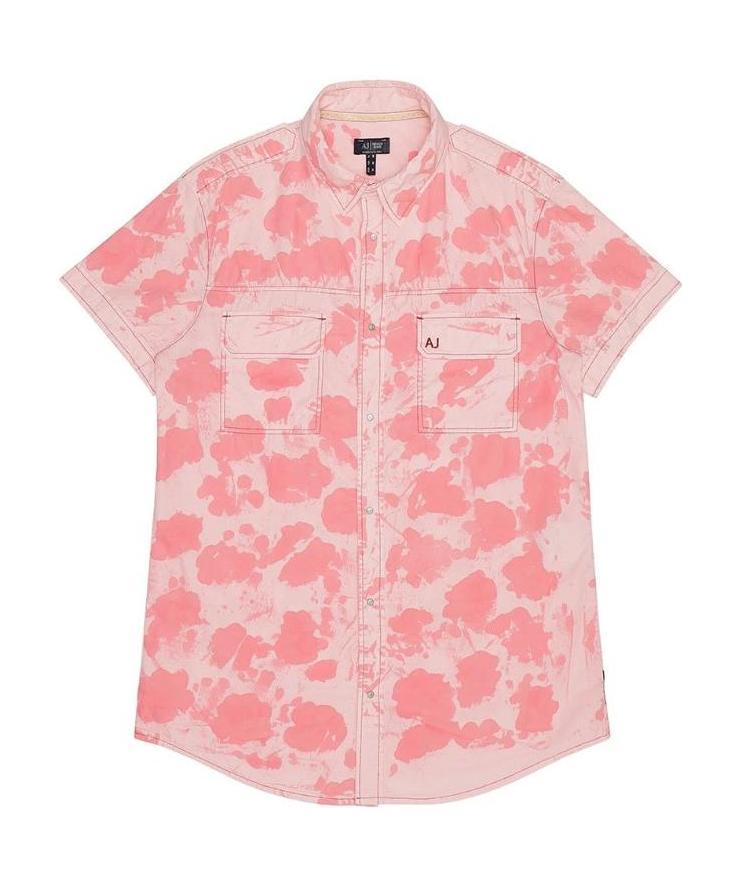 Shop Armani Jeans Printed Short-sleeved Shirt In Pink