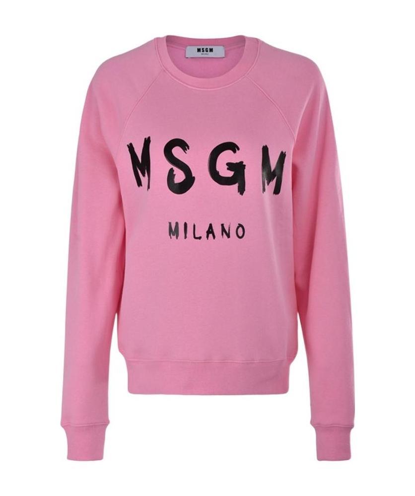 Msgm Large Logo Logo Printed Sweater In Pink