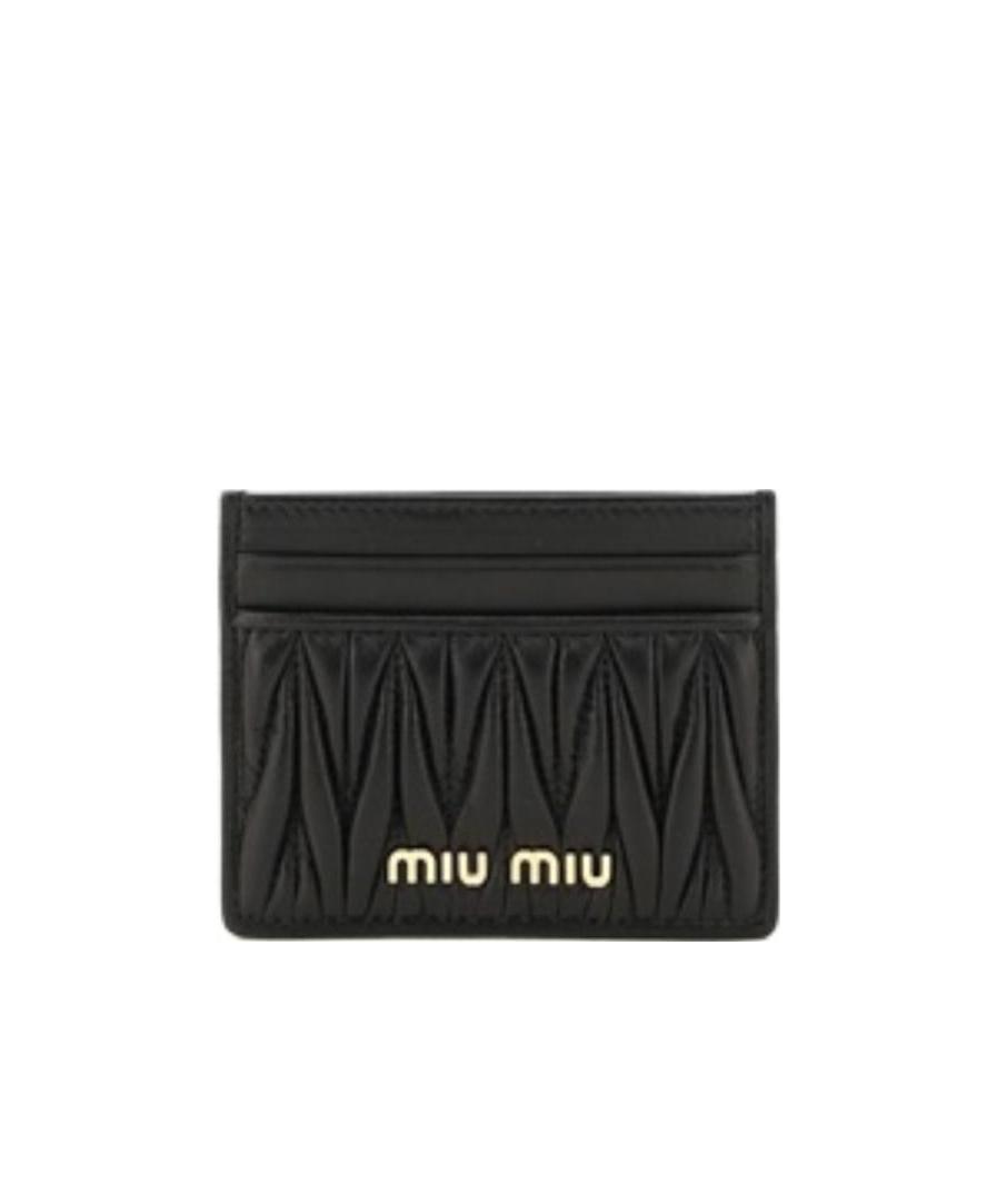Shop Miu Miu Matelassé Nappa Leather Card Holder In Black