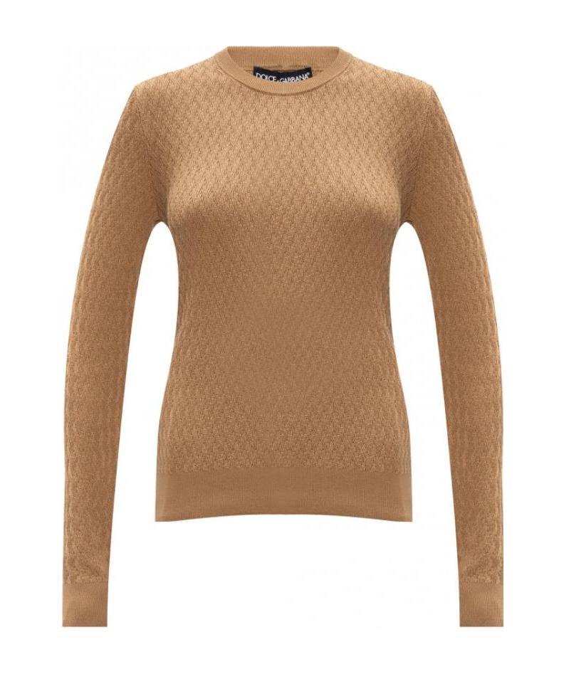 Dolce & Gabbana Cable Knit Silk Jumper In Brown
