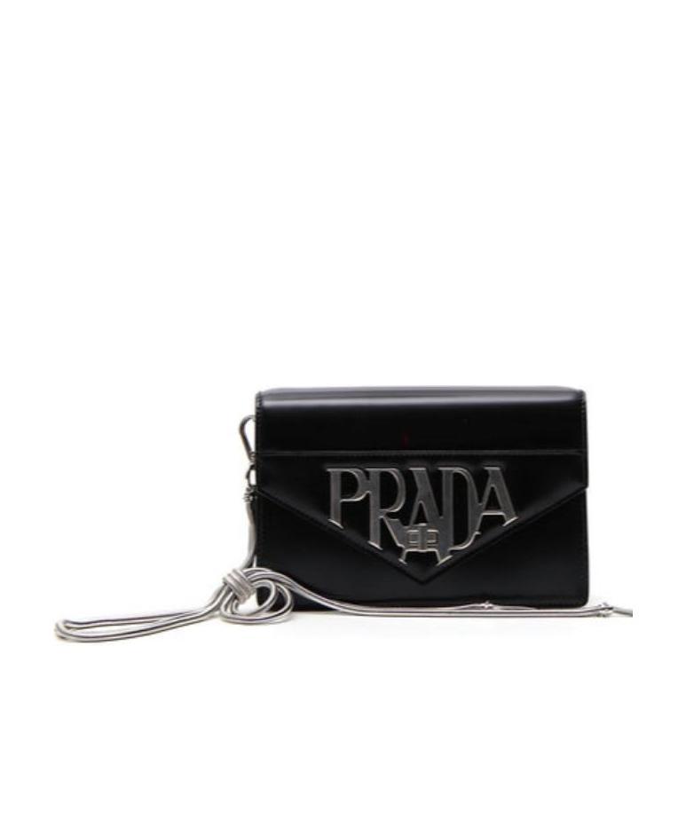 Prada Black One Shoulder Woc In Black
