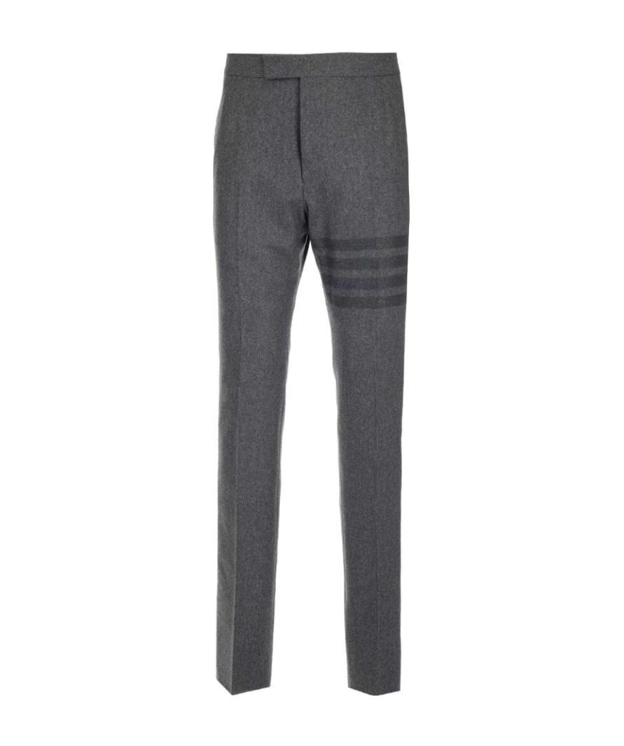 Thom Browne Tonal 4-bar Flannel Trousers In Black