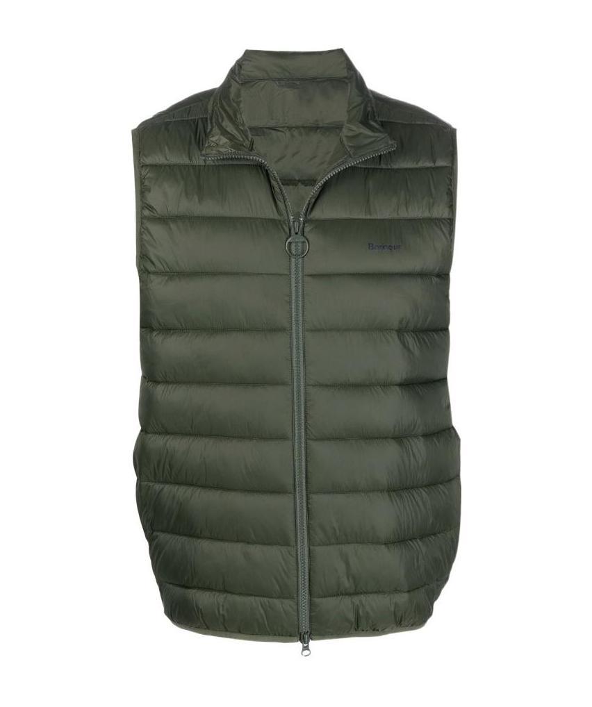 Shop Barbour Puffer Logo Gilet In Black