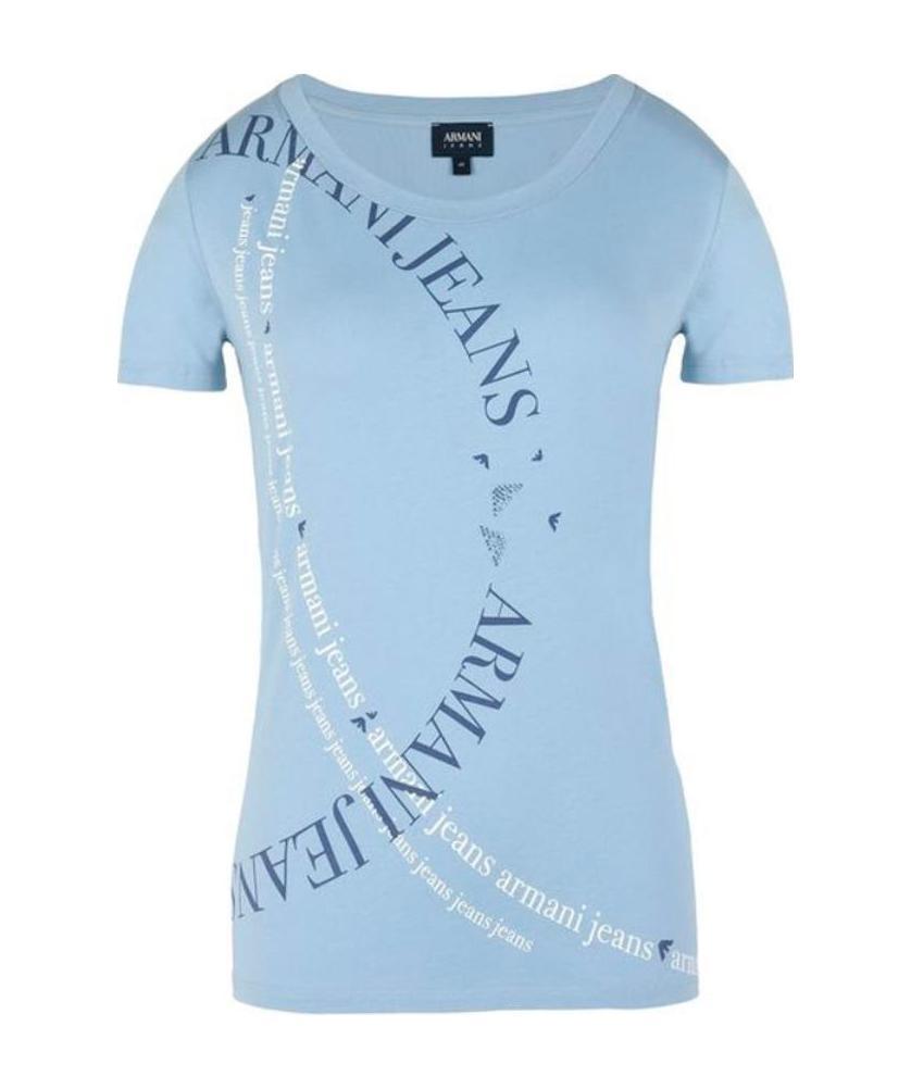 Shop Armani Jeans Logo Printed T-shirt In Blue