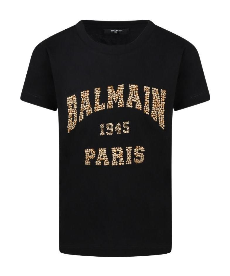 Balmain Logo-embellished Cotton T-shirt In Black