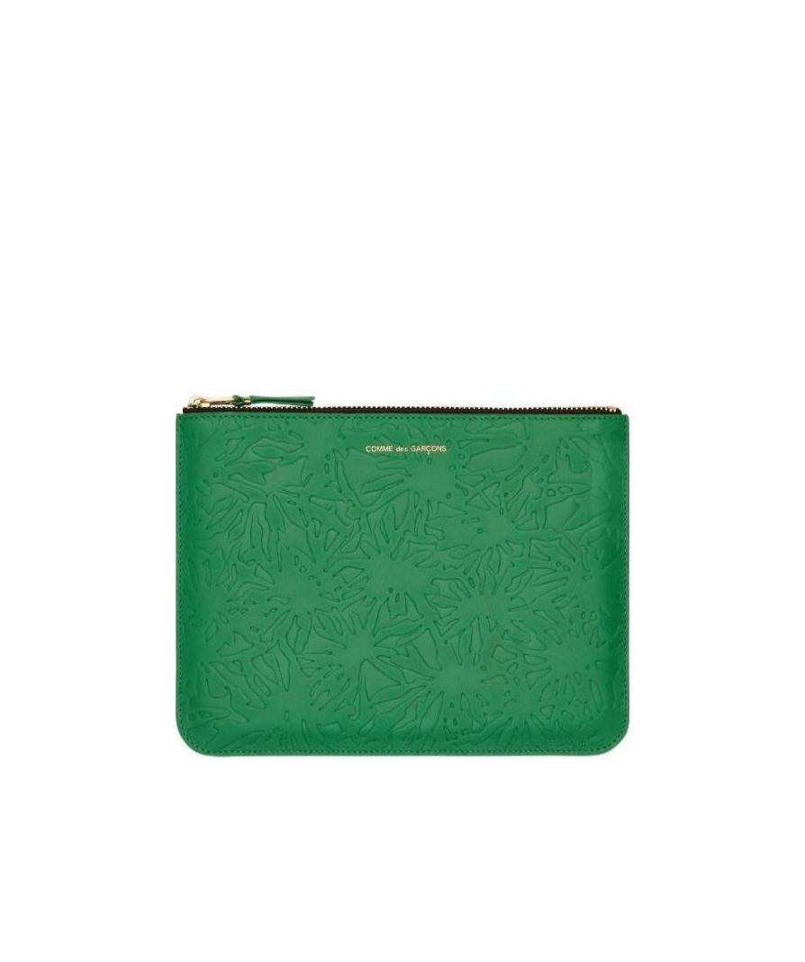 Comme Des Garçons Logo Wallet In Green