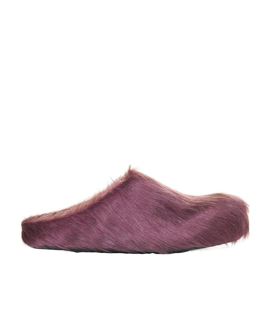 Marni Prune Violet Calf Hair Fussbett Mules In Purple