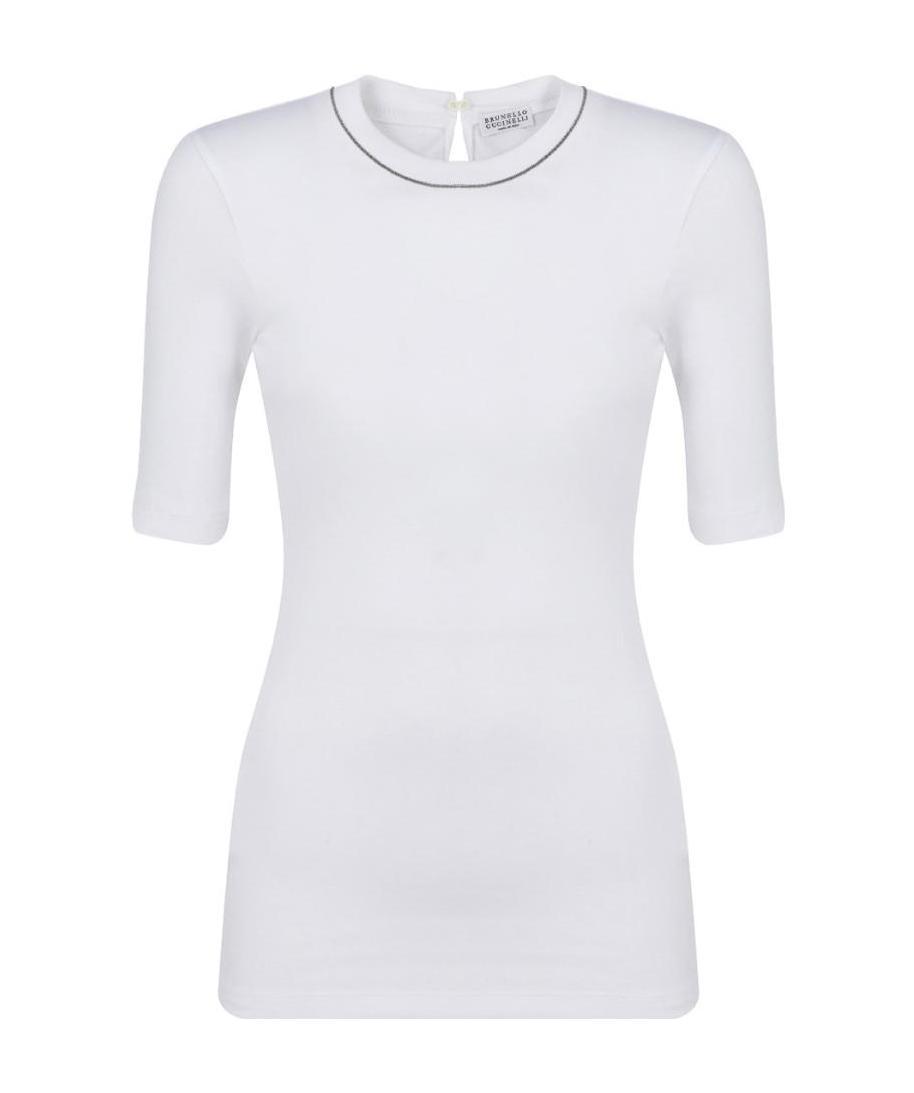 Brunello Cucinelli Woman T-shirt White Size Xl Cotton, Elastane, Brass In White