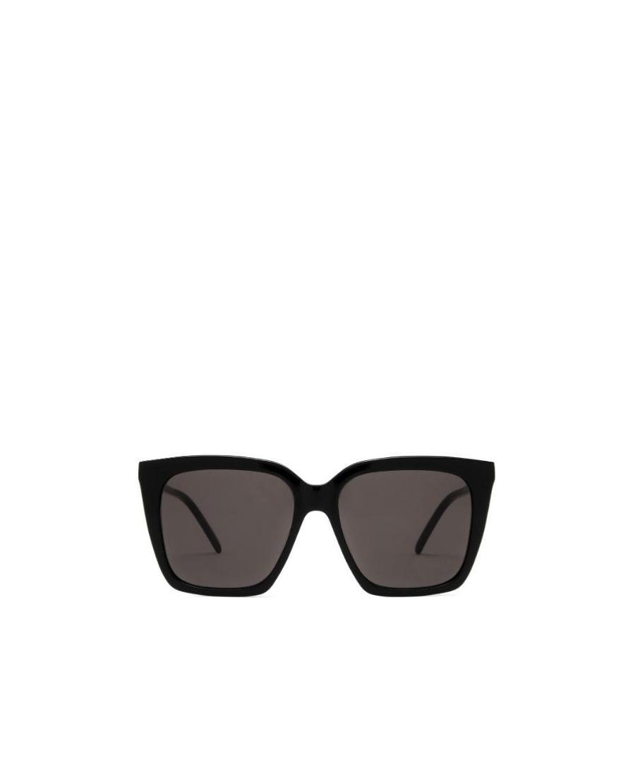 Saint Laurent Logo-plaque Detail Sunglasses In Black