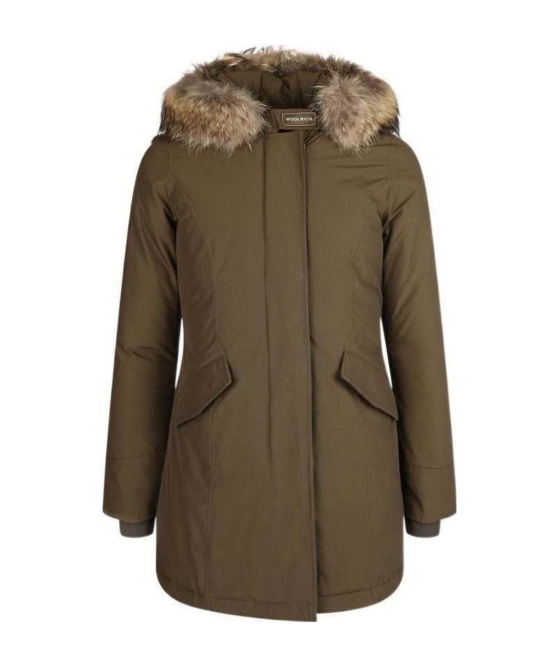 Woolrich Arctic Raccoon Parka With Removable Fur Neck In Green
