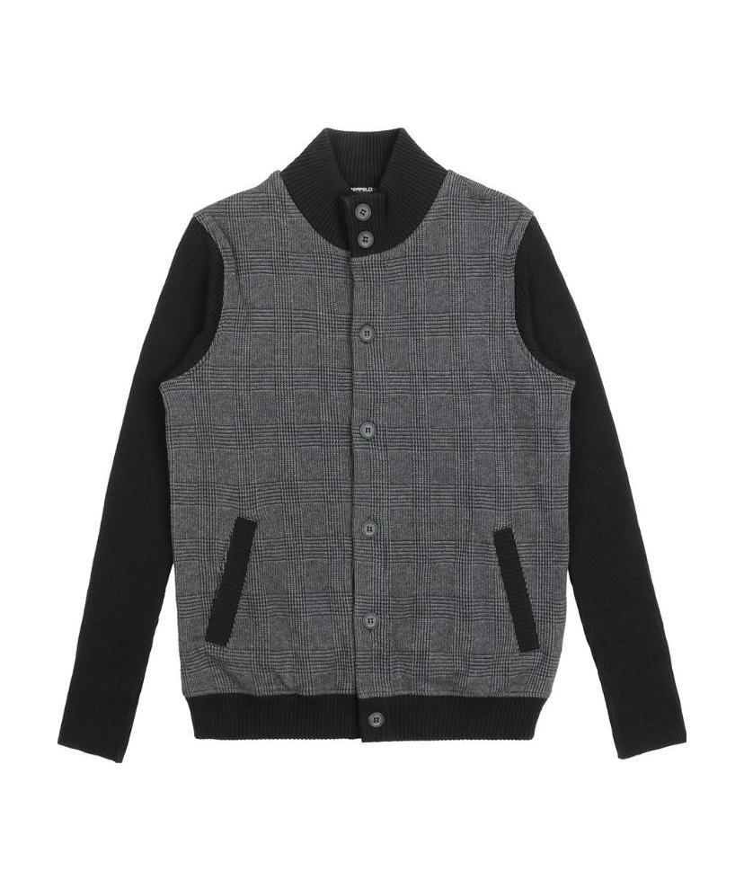 Karl Lagerfeld Plaid Long-sleeved Casual Jacket In Black