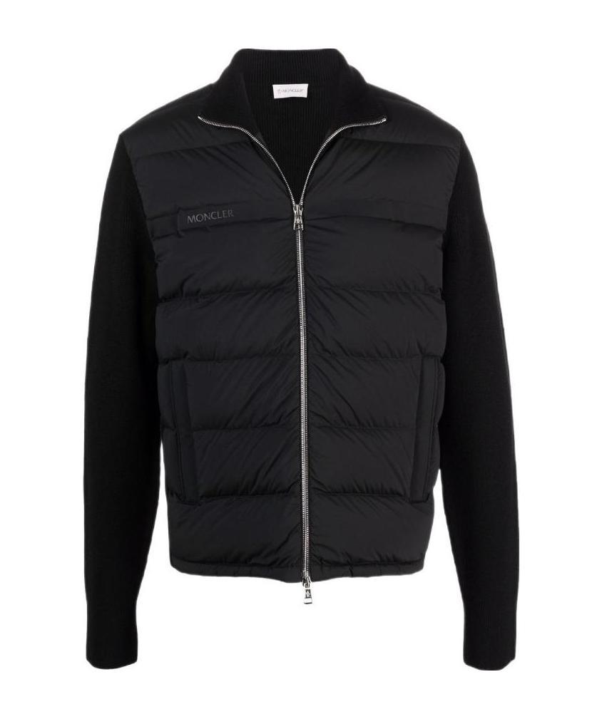 Moncler Padded-front Zipped Cardigan In Black
