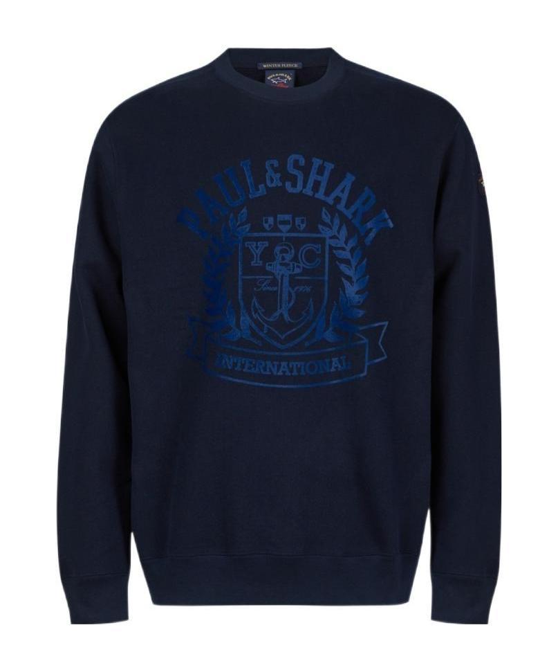 Shop Paul & Shark Round Collar Long Sleeve Sweater In Black