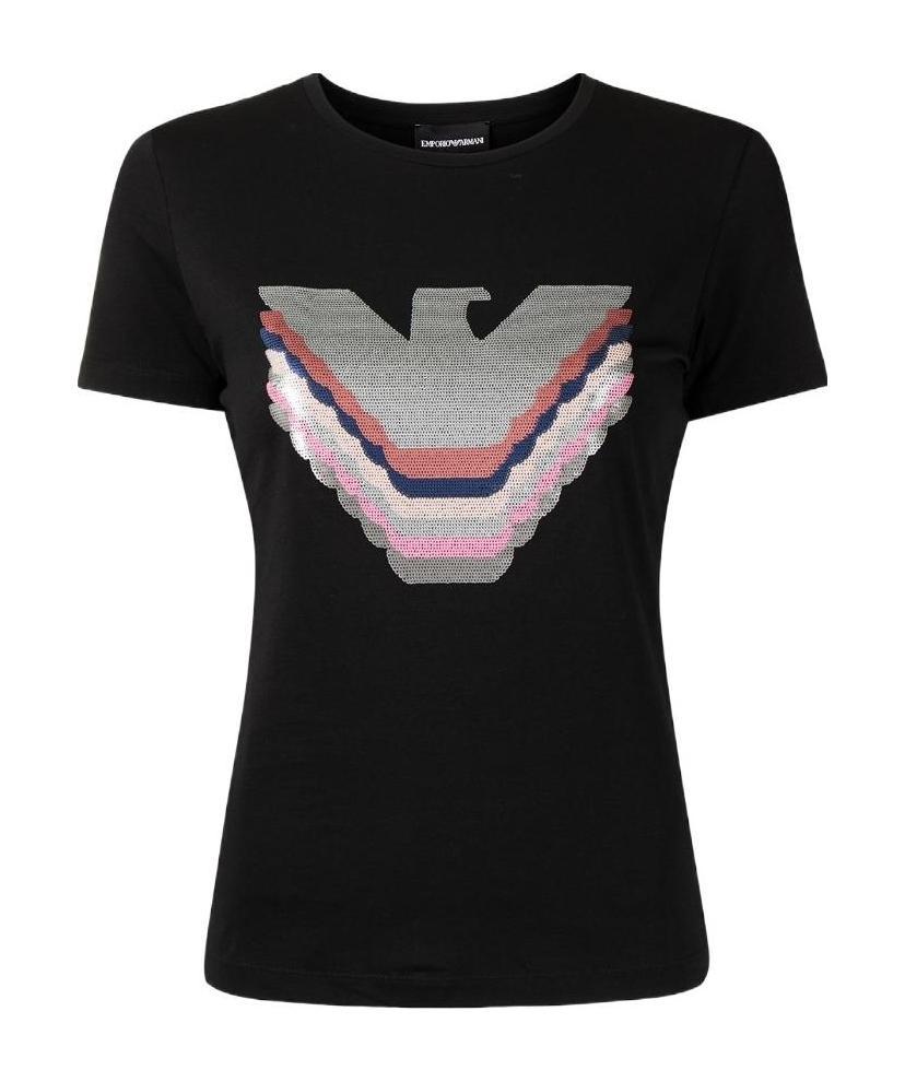 EMPORIO ARMANI SEQUIN LOGO COTTON T-SHIRT
