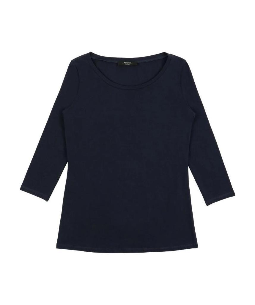 Weekend Max Mara T-shirt With Round Neck And Long Sleeves In Blue
