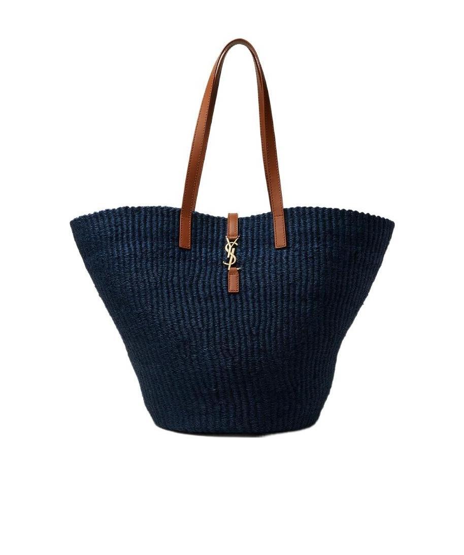 Saint Laurent Medium Panier Crochet-knit Tote Bag In Black