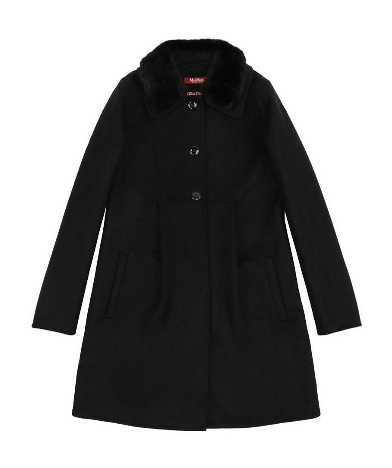 Max Mara Fur Collar Coat In Black