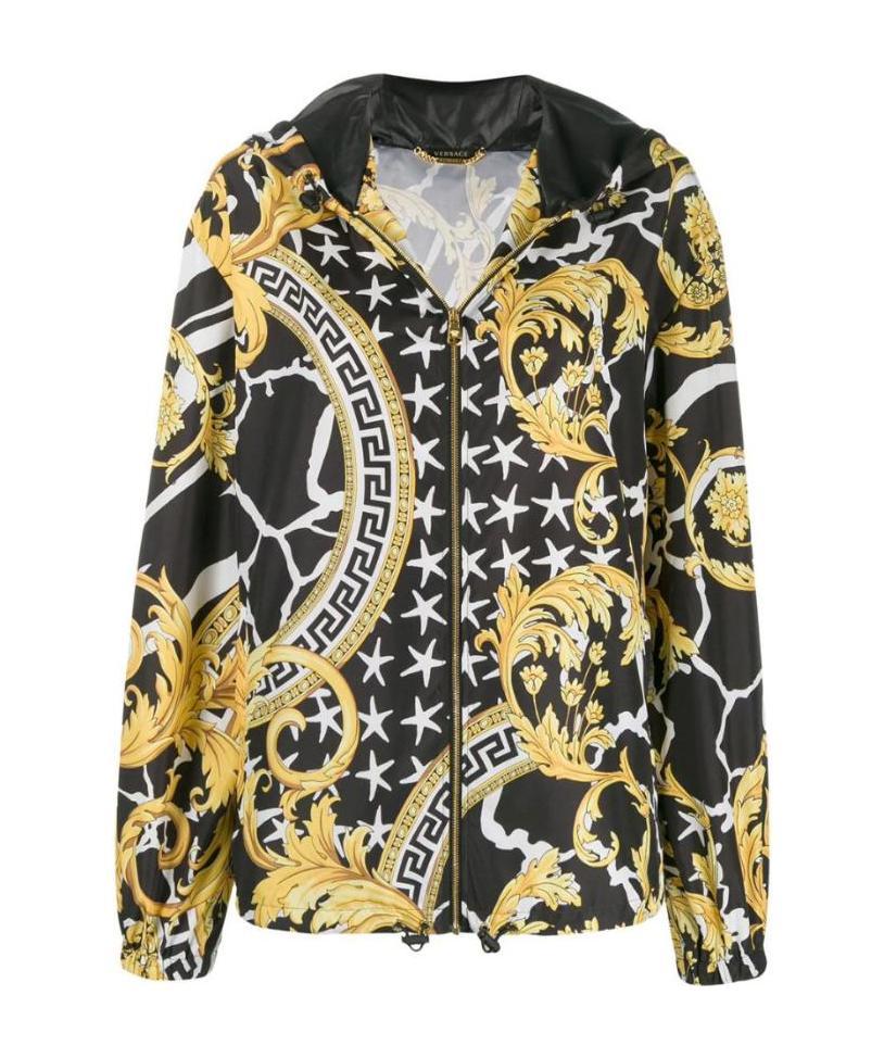 Versace Savage Baroque Printed Casual Jacket In Black