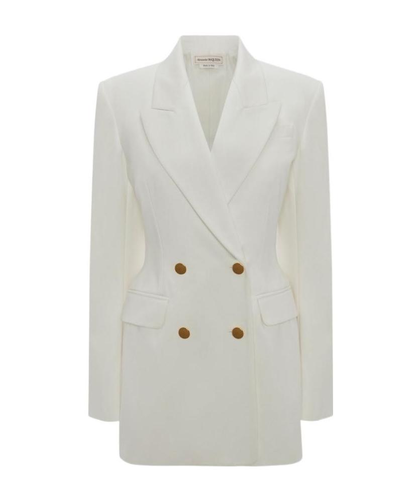 Alexander Mcqueen Double-breasted Tailored Blazer In White
