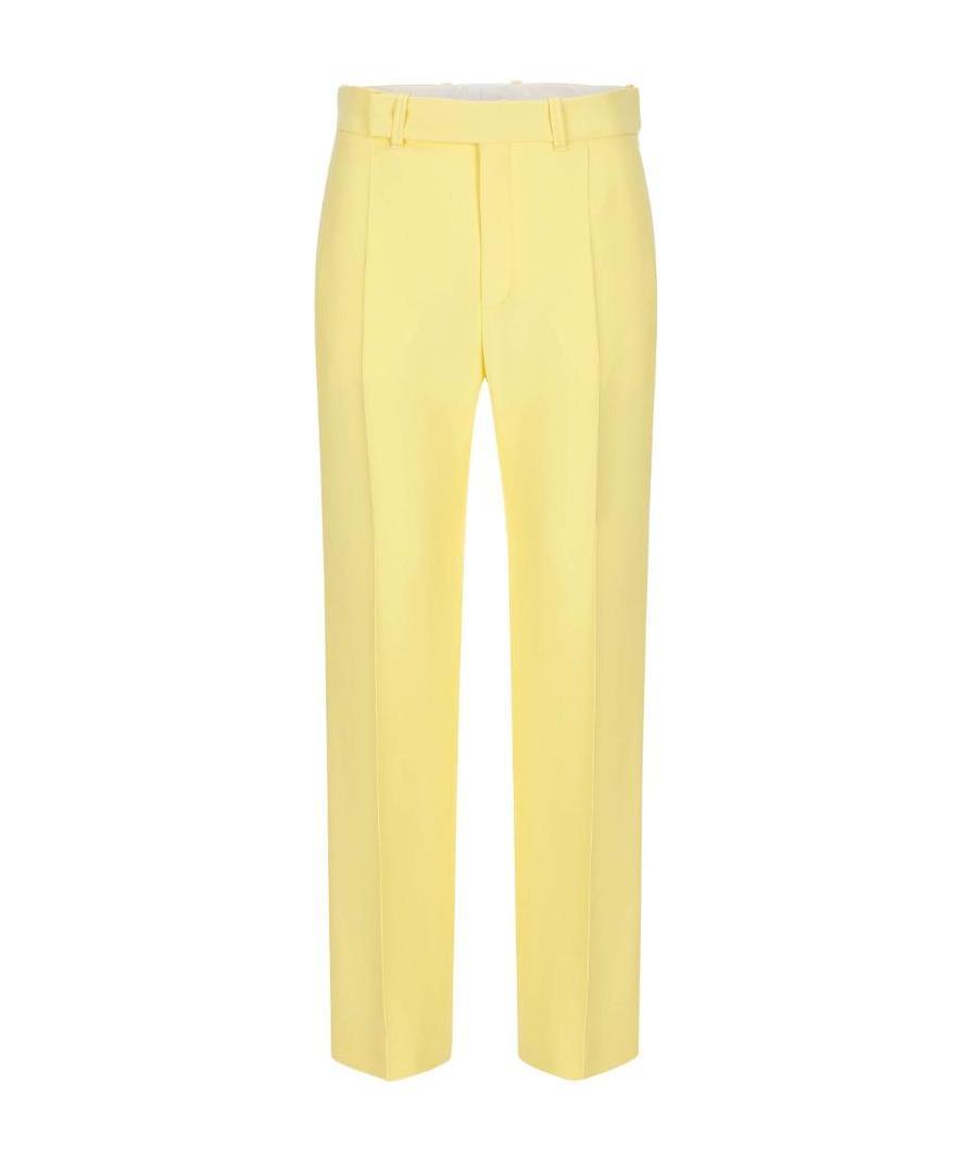 Chloé Straight-leg Ankle Silk Crepe Trousers In Yellow