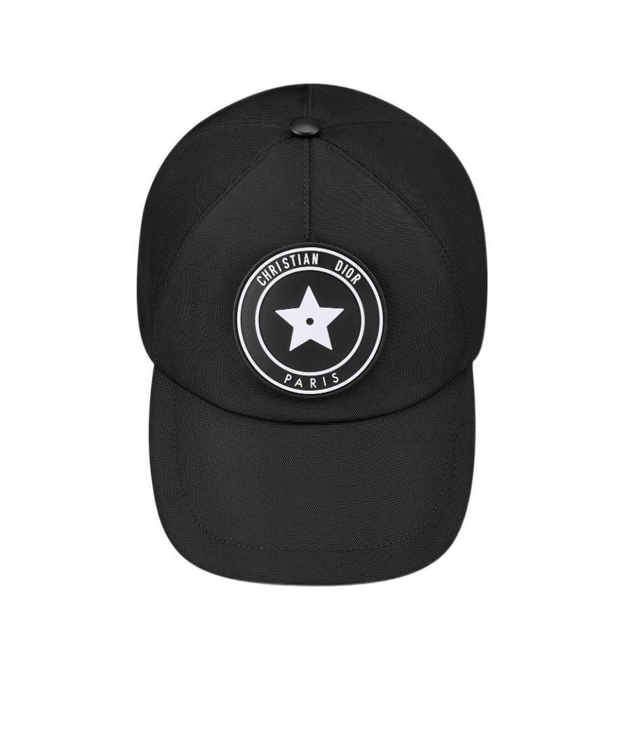 Dior Nylon Baseball Cap With Rubber Logo Patch In Black