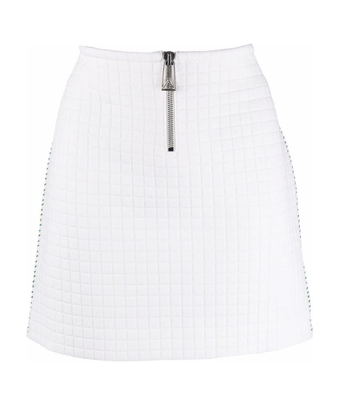 Bottega Veneta Contrast Stitching Mini Skirt In White