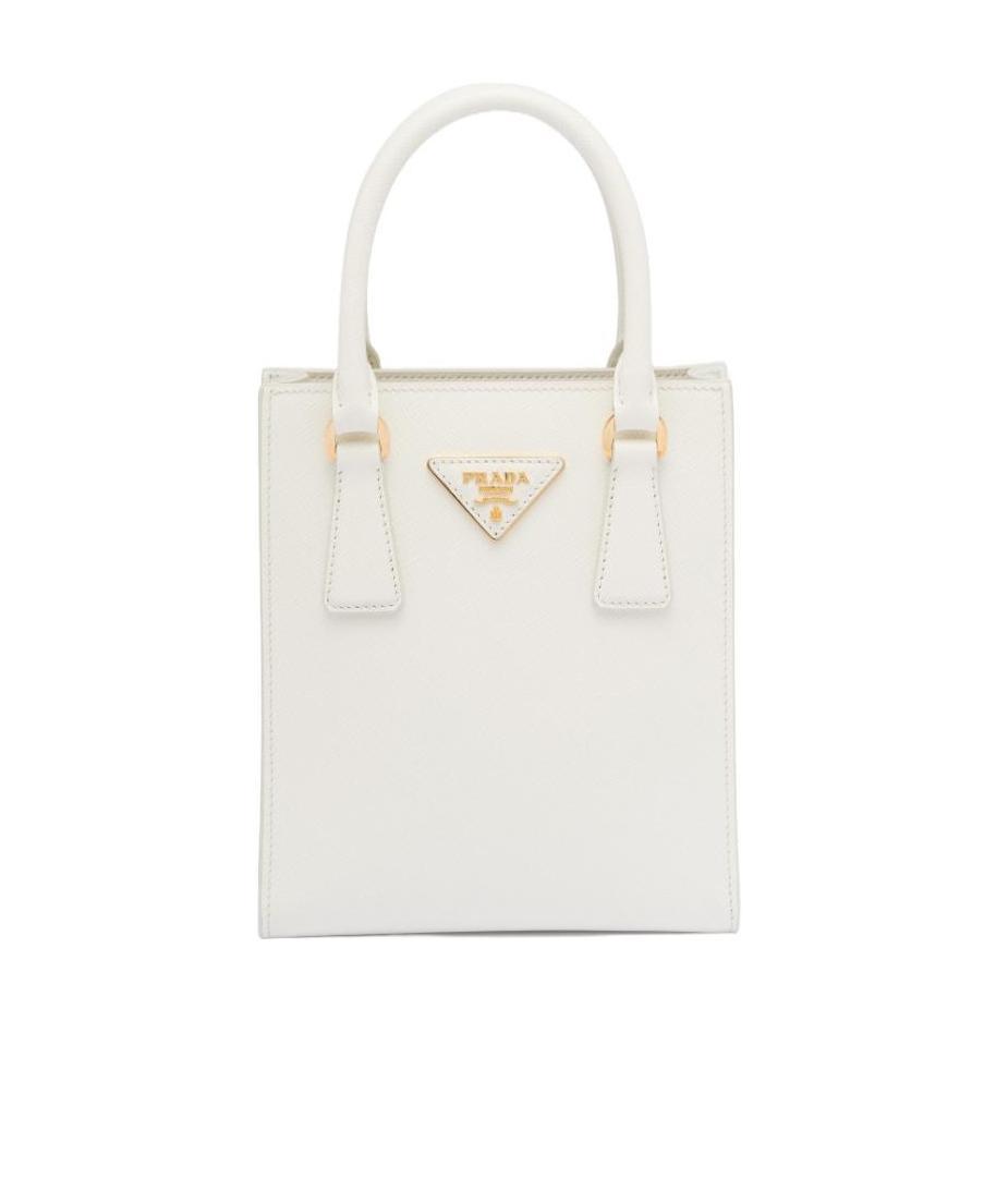 Prada Saffiano Leather Handbag In White