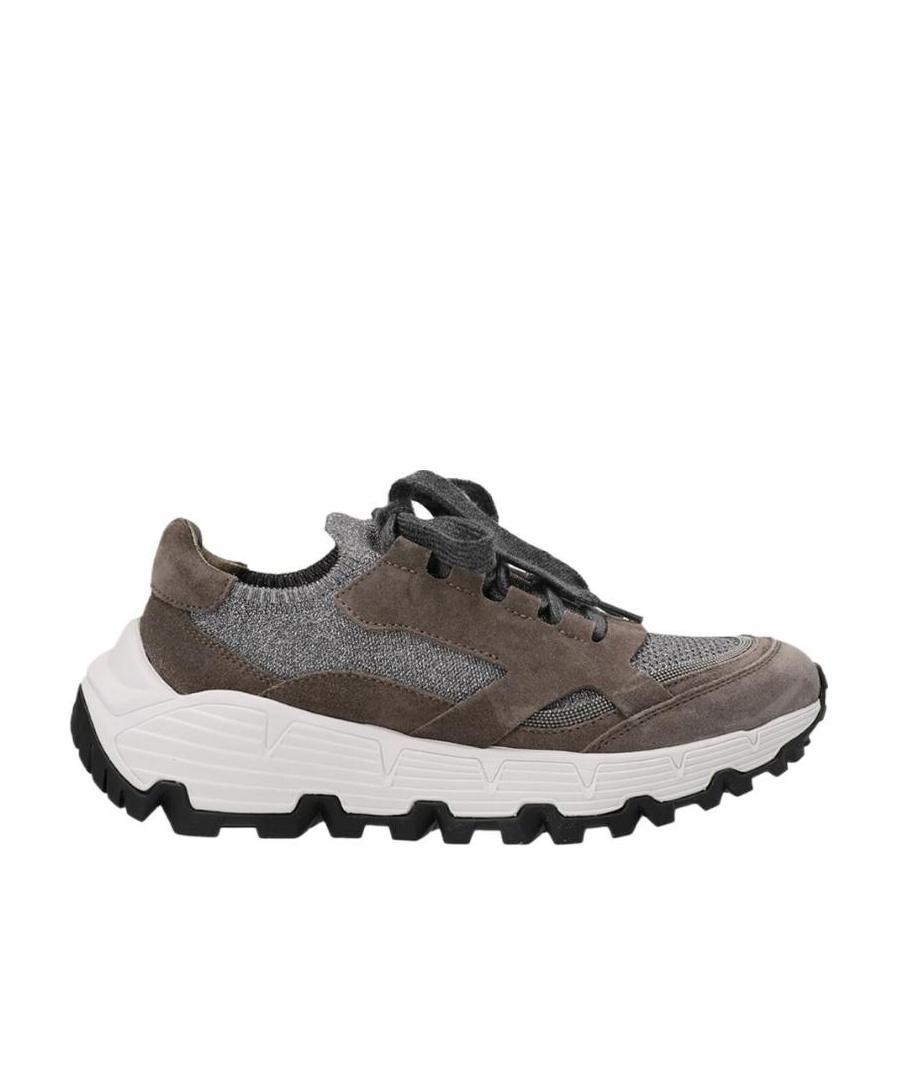 Brunello Cucinelli Bead-embellished Metallic Mesh And Suede Sneakers In Black