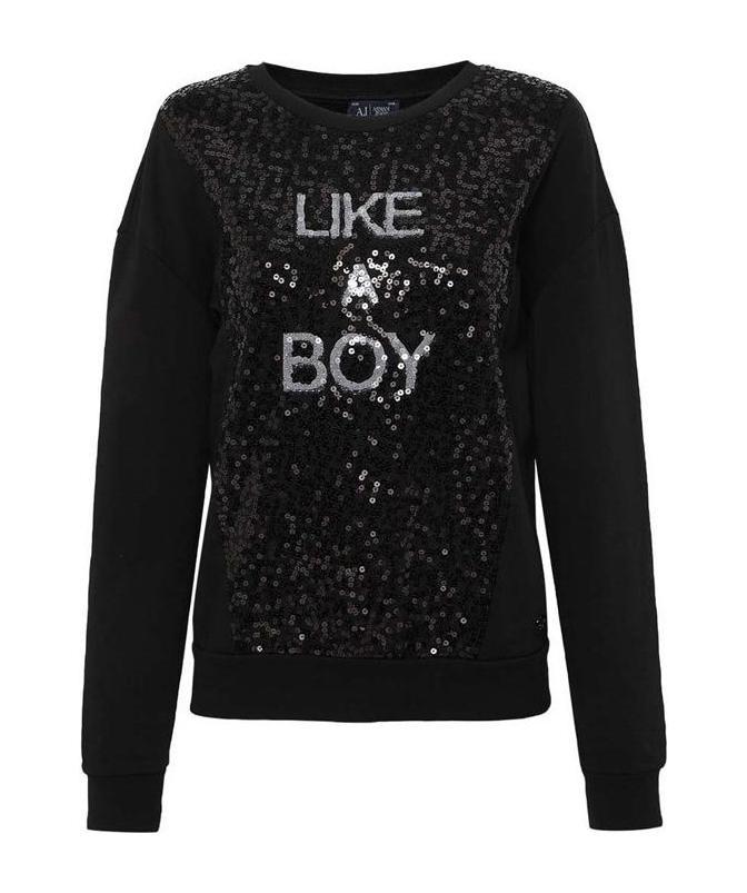 Shop Armani Jeans Logo Sweater In Black