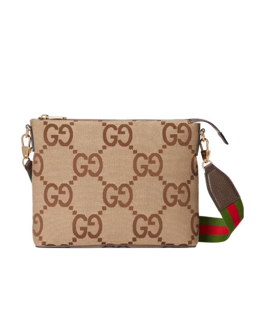 Gucci Jumbo Gg Messenger Bag In Nude