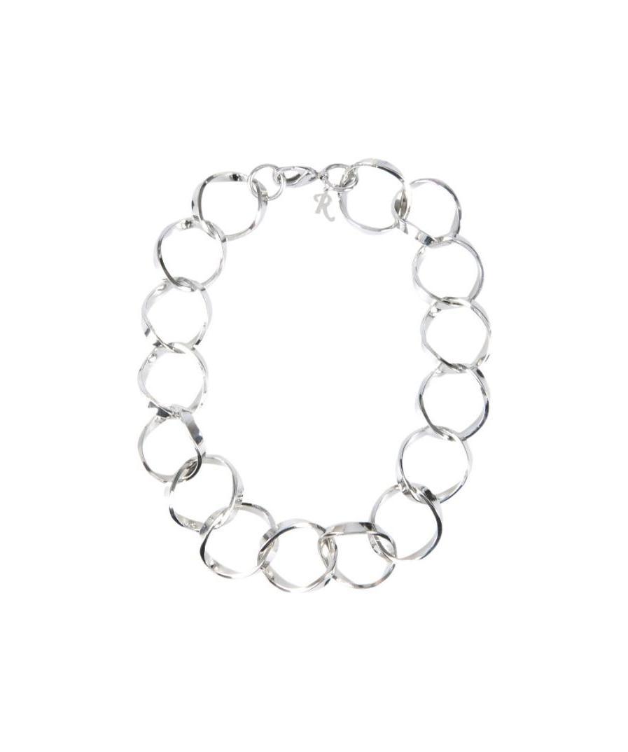 Raf Simons Linked Rings Chain Collar Necklace In White