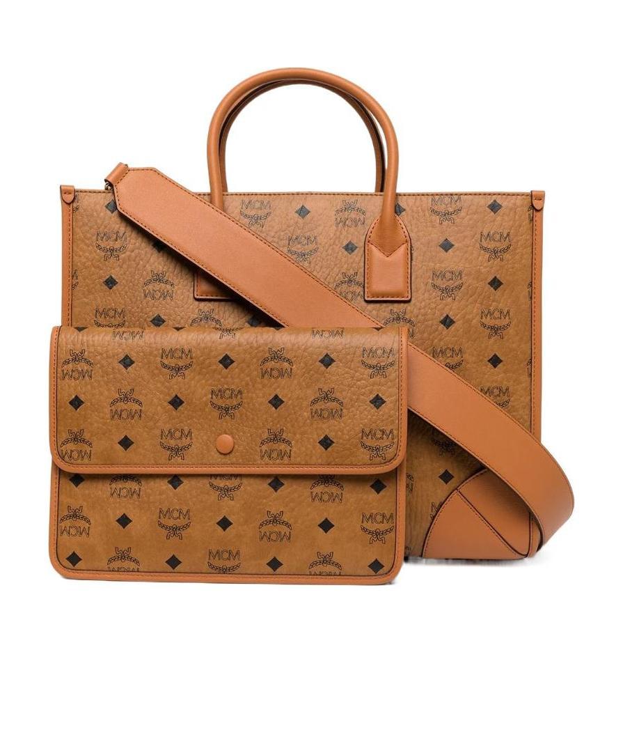 Mcm Monogram-print Shopper Tote In Brown